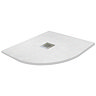 900 x 900mm White Slate Effect Quadrant Shower Tray + Chrome Waste Large Image