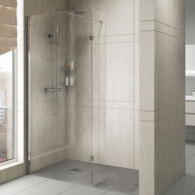 900mm Wetroom Screen + 300mm Hinged Return Panel Large Image