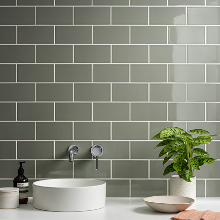 Victoria Metro Flat Wall Tiles - Gloss Olive