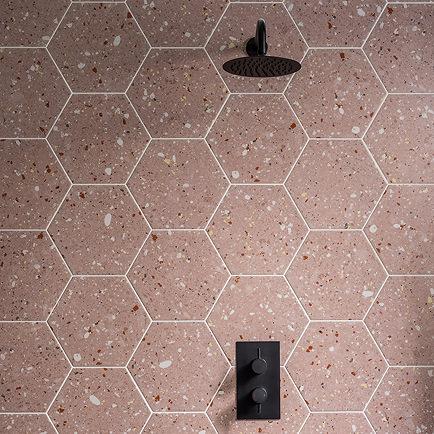 Pella Pink Terrazzo Effect Hexagon Tiles