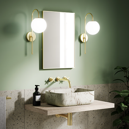 Ellis & Co Jennifer Brushed Brass/Opal Glass Wall Light