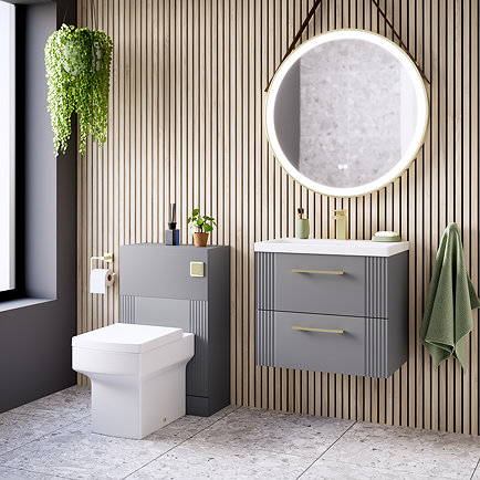 Roxbury Deco Fluted Grey Vanity + WC Units