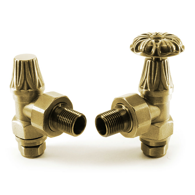 Abbey Traditional Manual Radiator Valves - Old English Brass Large Image