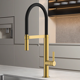 Abode Carbon Professional Kitchen Mixer Tap with Pull Out Spray - Brushed Brass