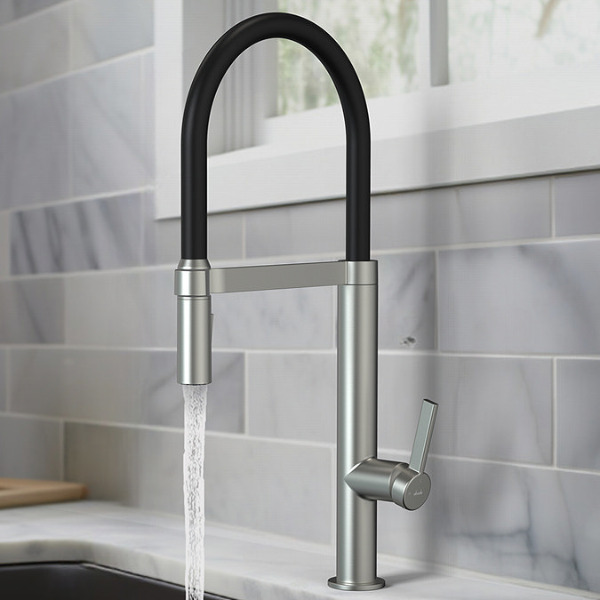 Abode Carbon Professional Kitchen Mixer Tap with Pull Out Spray - Brushed Nickel