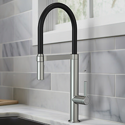 Abode Carbon Professional Kitchen Mixer Tap with Pull Out Spray - Brushed Nickel