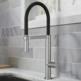 Abode Carbon Professional Kitchen Mixer Tap with Pull Out Spray - Brushed Nickel