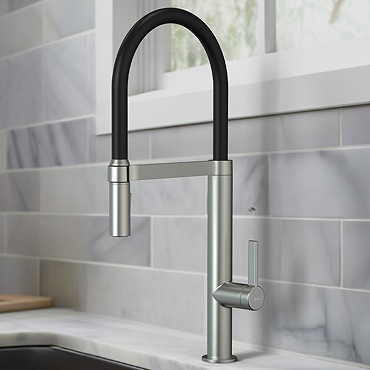 Abode Carbon Professional Kitchen Mixer Tap with Pull Out Spray - Brushed Nickel