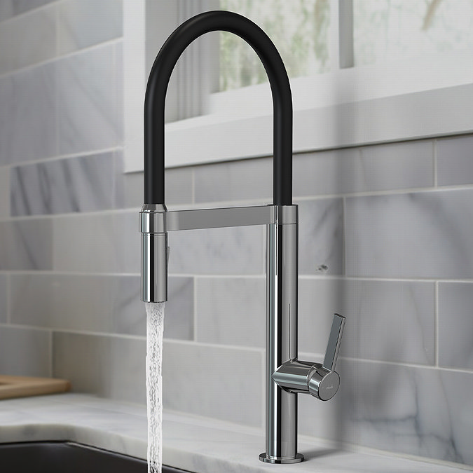 Abode Carbon Professional Kitchen Mixer Tap with Pull Out Spray - Chrome