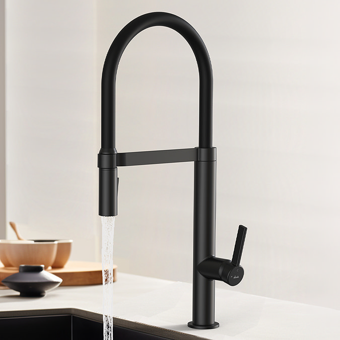 Abode Carbon Professional Kitchen Mixer Tap with Pull Out Spray - Matt Black