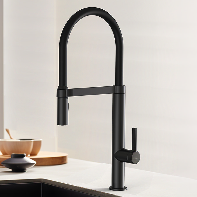Abode Carbon Professional Kitchen Mixer Tap with Pull Out Spray - Matt Black