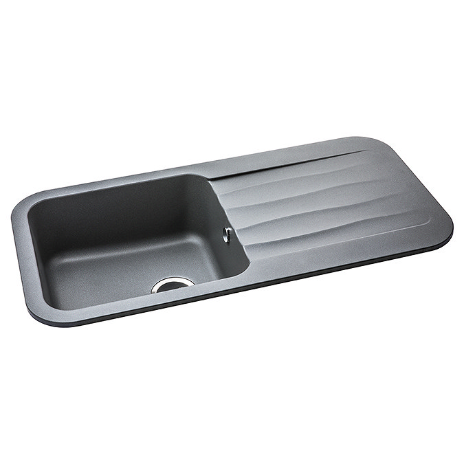 Abode Dune 1.0 Bowl Kitchen Sink with Waste and Trap - Grey Metallic Granite