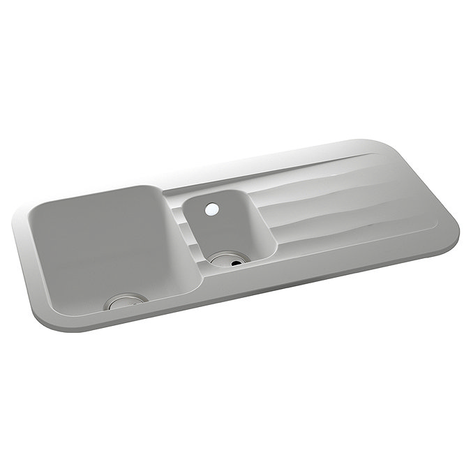 Abode Dune 1.5 Bowl Kitchen Sink with Waste and Trap - Frost White Granite