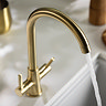 Abode Enstyle Dual Lever Kitchen Mixer Tap - Brushed Brass