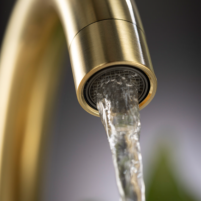 Abode Enstyle Dual Lever Kitchen Mixer Tap - Brushed Brass