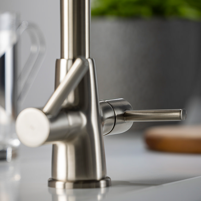 Abode Enstyle Dual Lever Kitchen Mixer Tap - Brushed Nickel