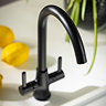 Abode Enstyle Dual Lever Kitchen Mixer Tap - Matt Black