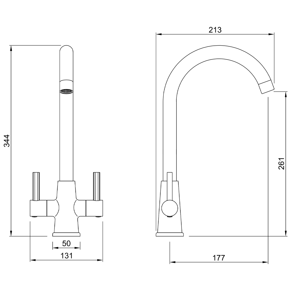 Abode Enstyle Dual Lever Kitchen Mixer Tap - Matt Black