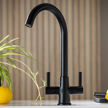 Abode Enstyle Dual Lever Kitchen Mixer Tap - Matt Black