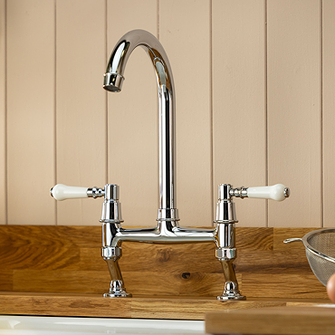 Abode Keswick Traditional Bridge Kitchen Mixer Tap - Chrome