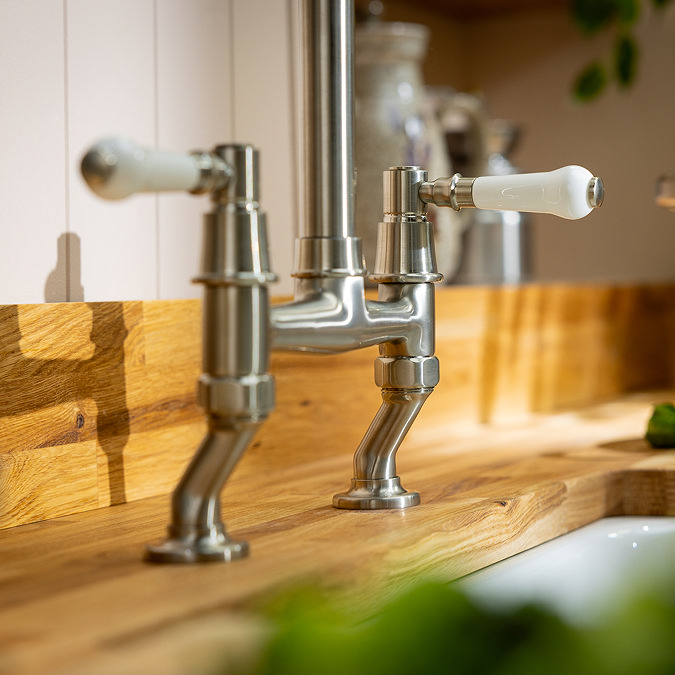 Abode Keswick Traditional Bridge Mixer Tap - Brushed Nickel