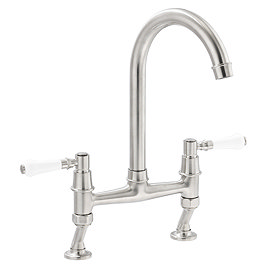 Abode Keswick Traditional Bridge Mixer Tap - Brushed Nickel