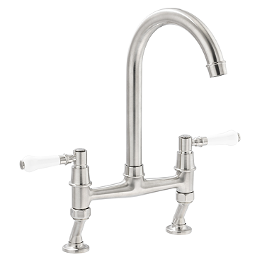 Abode Keswick Traditional Bridge Mixer Tap - Brushed Nickel