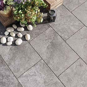 Abriola Grey Tumbled Edge Stone Effect Wall and Floor Tiles - 600 x 900mm