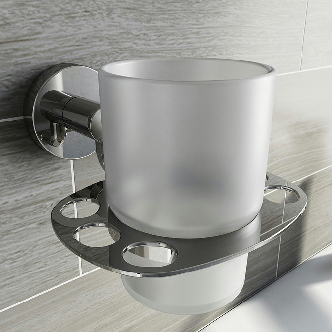 Accents 3-Piece Bathroom Accessory Set - Bin, Soap Dish, Tumbler and Toothbrush Holder