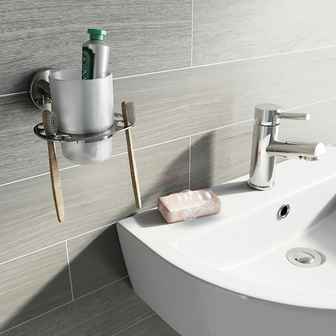 Accents 3-Piece Bathroom Accessory Set - Bin, Soap Dish, Tumbler and Toothbrush Holder