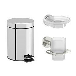 Accents 3-Piece Bathroom Accessory Set - Bin, Soap Dish, Tumbler and Toothbrush Holder
