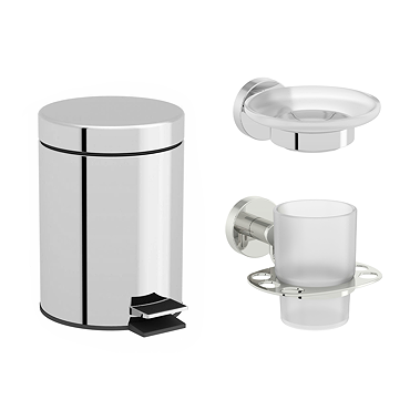 Accents 3-Piece Bathroom Accessory Set - Bin, Soap Dish, Tumbler and Toothbrush Holder