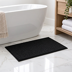 Accents Black Chenille Bath Mat - 800 x 500mm