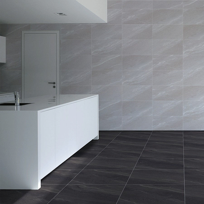 Acudo Anthracite Stone Effect Floor Tiles - 600 x 600mm  Profile Large Image