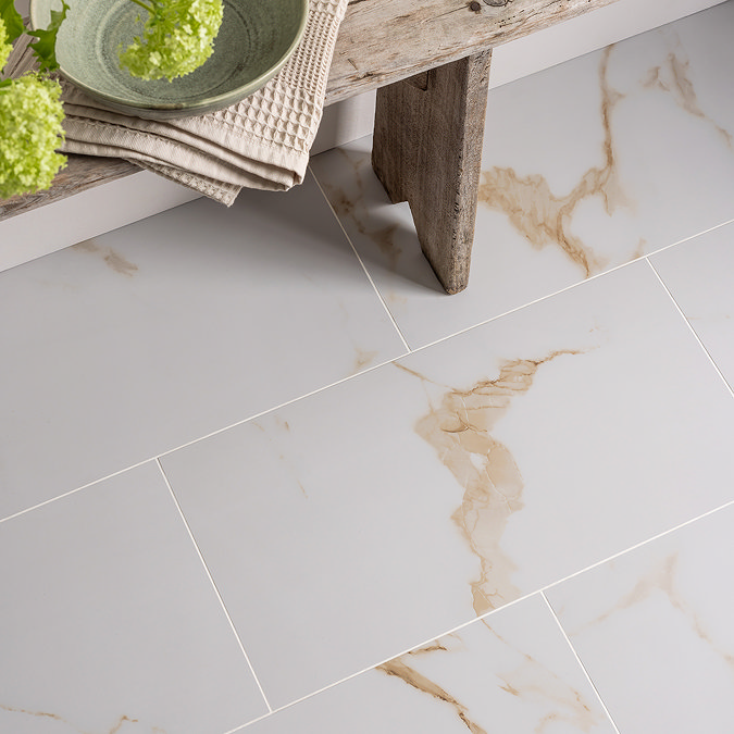 Adamo Gold Marble Effect Tiles - 300 x 600mm