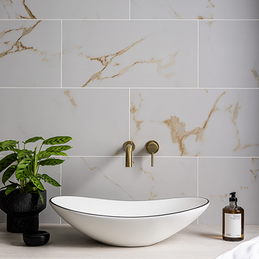 Adamo Gold Marble Effect Tiles - 300 x 600mm