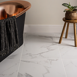 Adamo White Marble Effect Wall & Floor Tiles - 600 x 600mm
