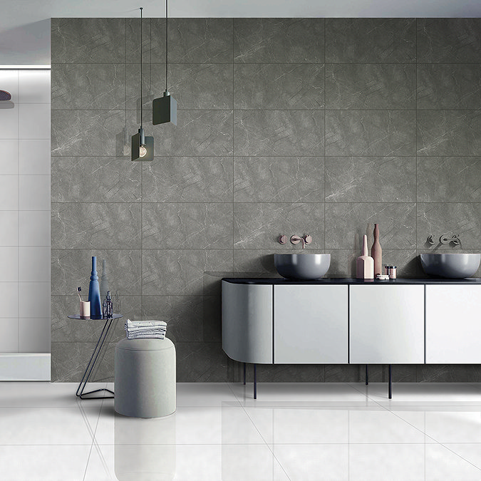 Adelita Dark Grey Stone Effect Wall & Floor Tiles - 300 x 600mm