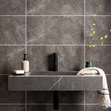 Adelita Dark Grey Stone Effect Wall & Floor Tiles - 300 x 600mm