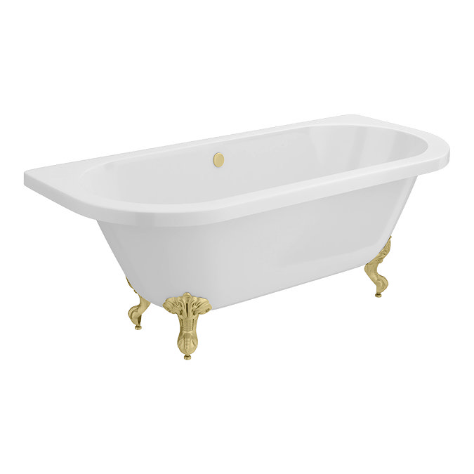 Admiral 1685 Back To Wall Roll Top Bath + Brushed Brass Leg Set