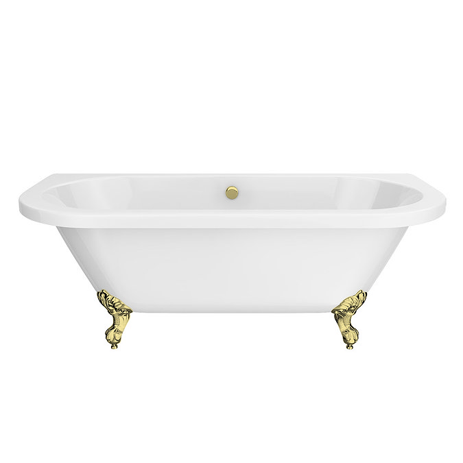 Admiral 1685 Back To Wall Roll Top Bath + Brushed Brass Leg Set  Feature Large Image