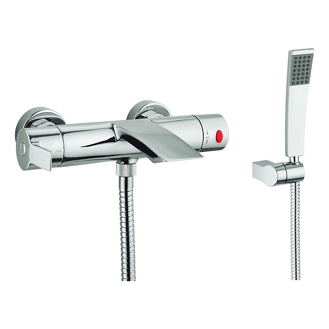 Adora - Flow Wall Mounted Thermostatic Bath Shower Mixer with Kit - MBEV500W Large Image