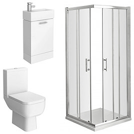 Pacific Corner Entry Shower Enclosure and En-Suite Set (2 Size Options) Large Image