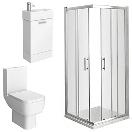 Pacific Corner Entry Shower Enclosure and En-Suite Set (2 Size Options) Large Image