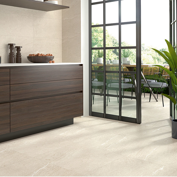 Agrino Cream Stone Effect Wall and Floor Tiles - 600 x 600mm  Feature Large Image
