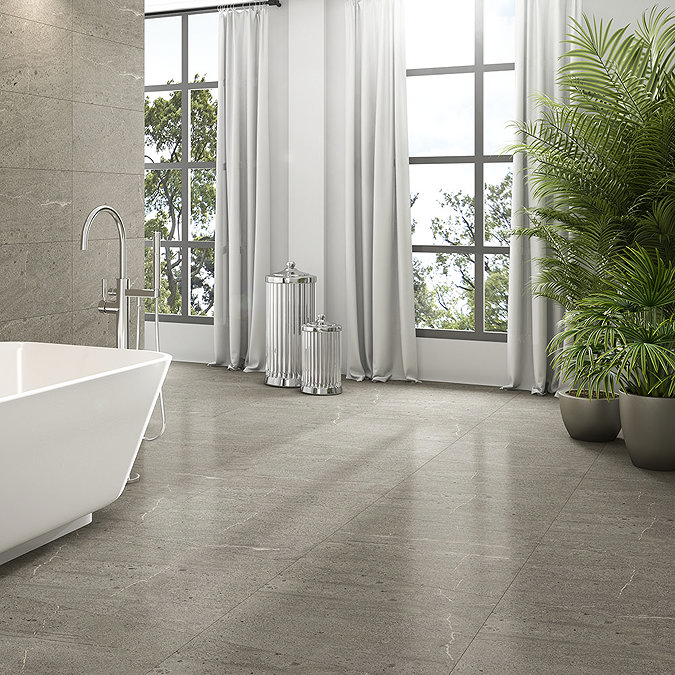 Agrino Dark Grey Stone Effect Wall and Floor Tiles - 600 x 600mm  Feature Large Image