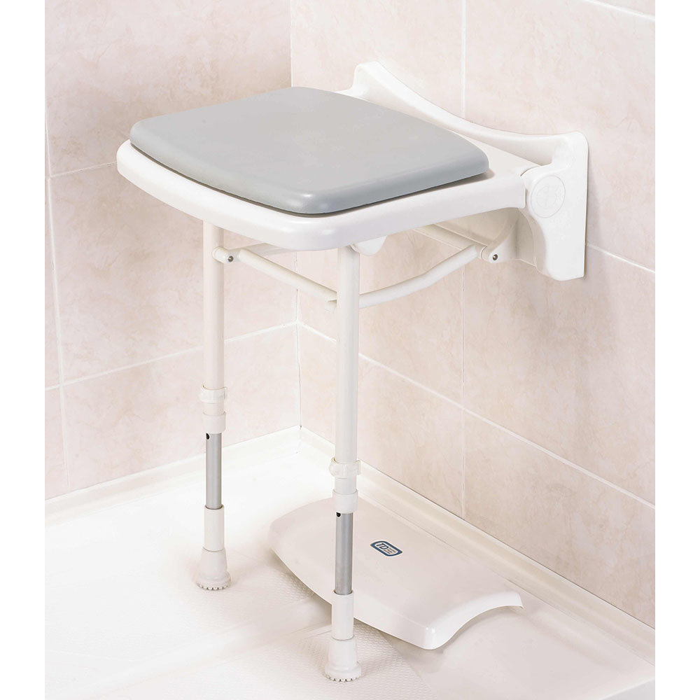 AKW 2000 Series Compact Fold-Up Shower Seat with Pad - Grey