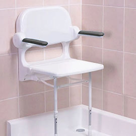AKW 2000 Series Standard Fold-Up Shower Seat with Grey Arm Pads Medium Image