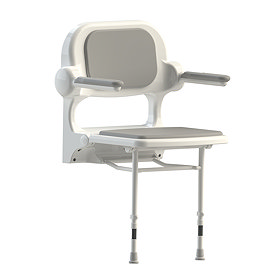 AKW 2000 Series Standard Fold-Up Shower Seat with Grey Padded Arms and Back Large Image