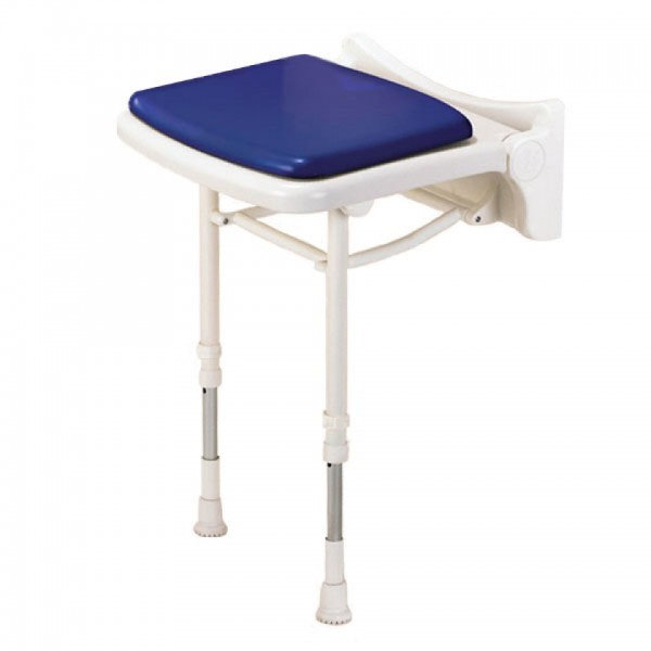 AKW 2000 Series Standard Fold-Up Shower Seat with Pad - Blue Large Image